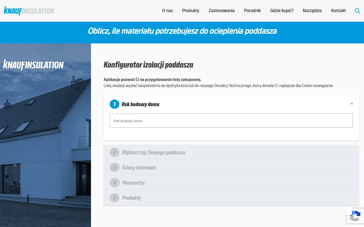 Landing page konfiguratora serwisu welnaknauf.pl