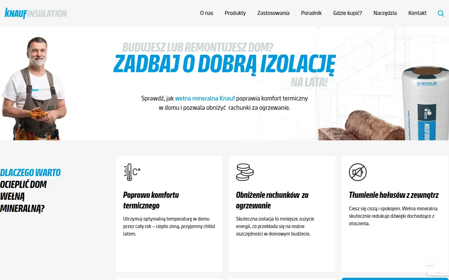 Landing page „Dobra izolacja” serwisu welnaknauf.pl