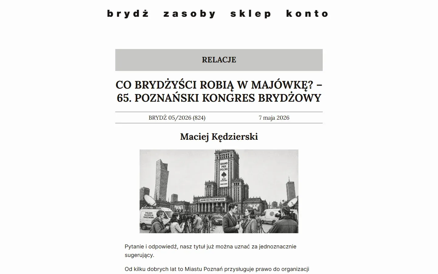 Artykuł z miesięcznika w nowym szablonie na bridge.com.pl