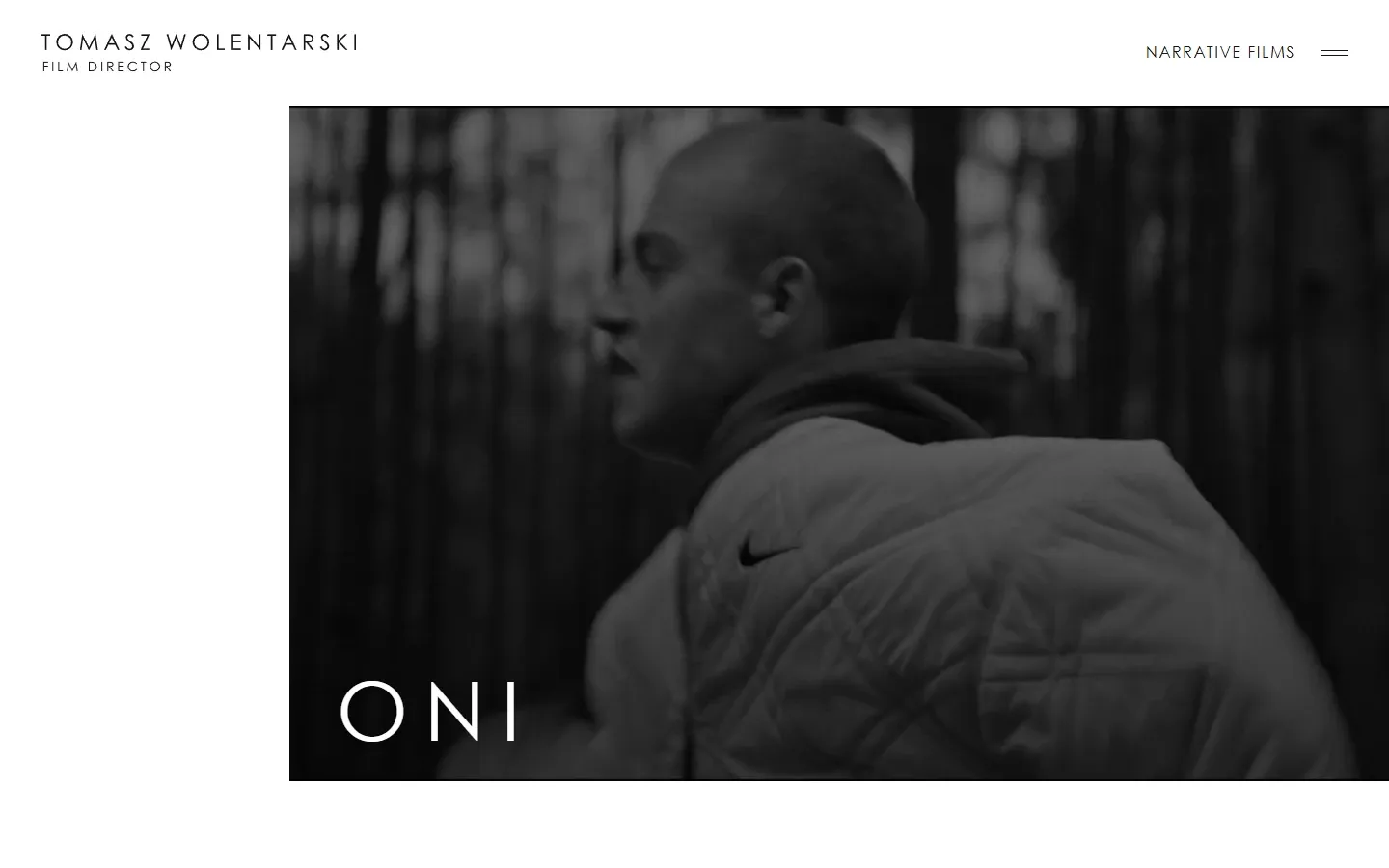 “Narrative Films” page of the Tomasz Wolentarski website
