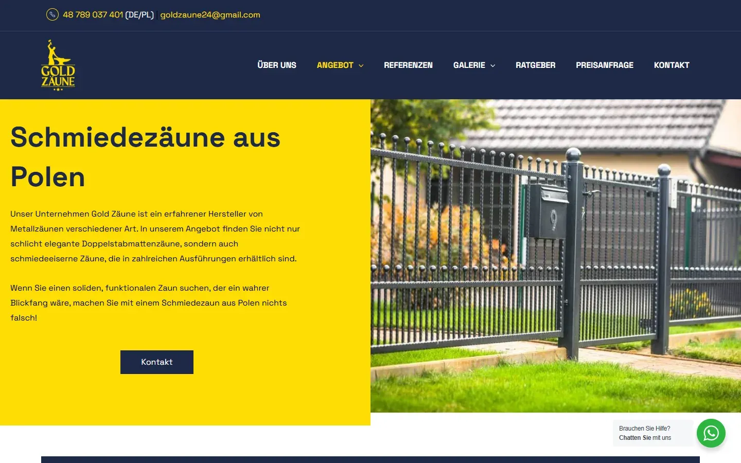 Podstrona „Schmiedezäune” serwisu Gold Zäune