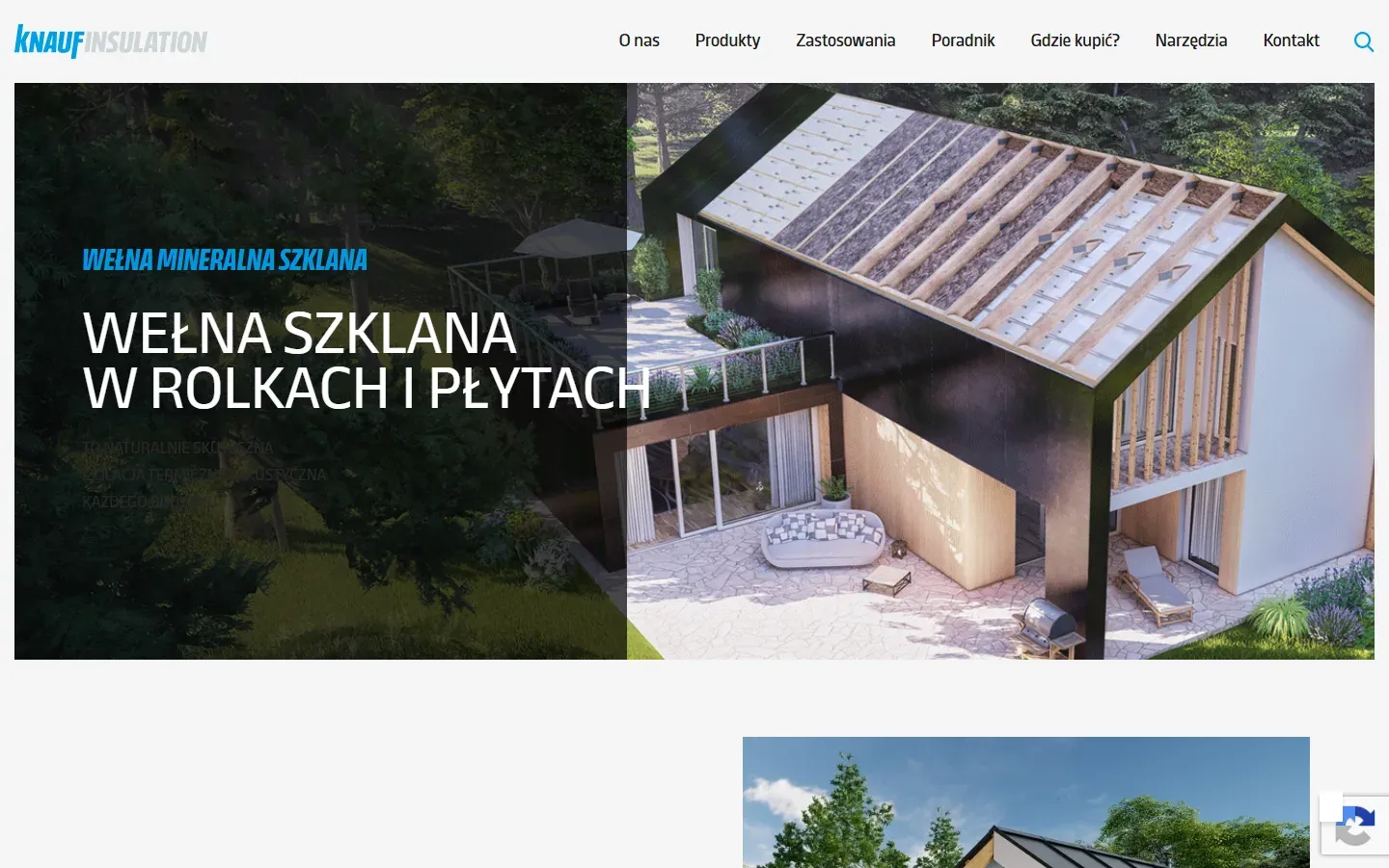Podstrona „Wełna mineralna szklana” serwisu welnaknauf.pl