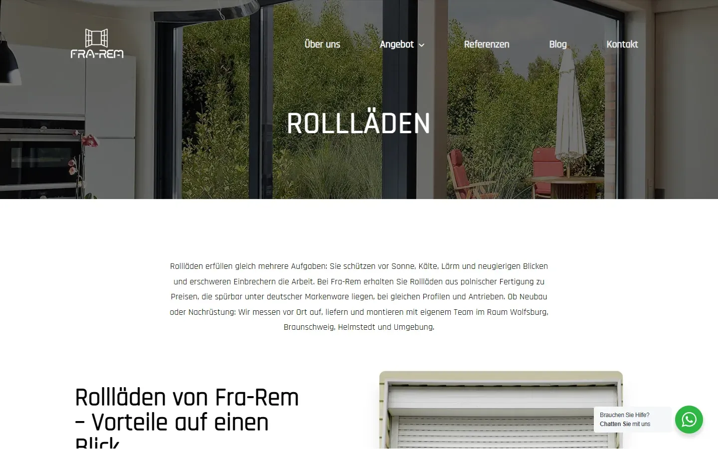 Podstrona „Rollläden” serwisu Fra-Rem Fensterbau