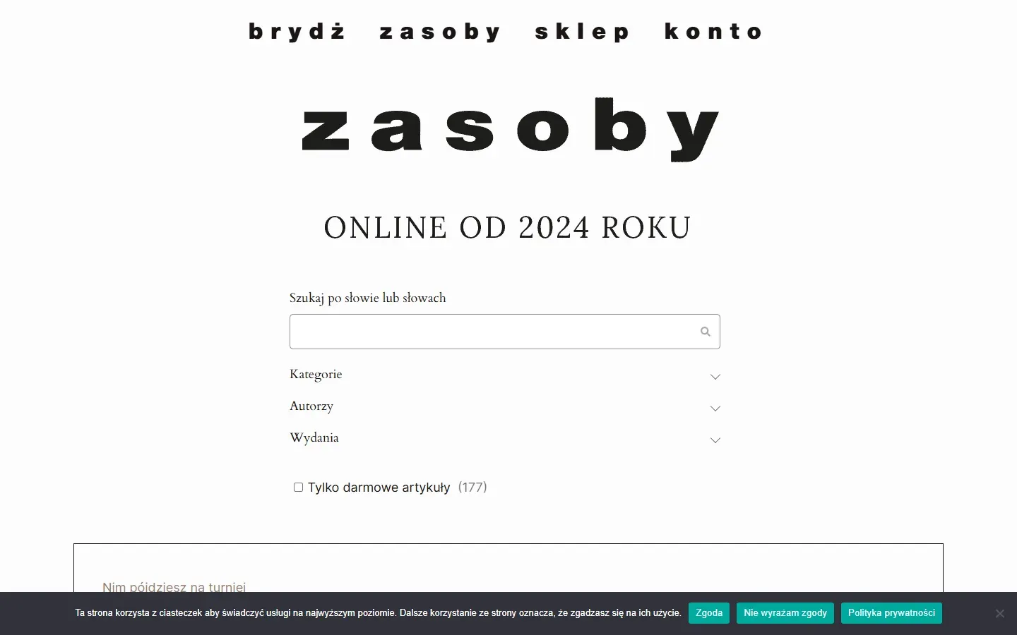Zasoby serwisu bridge.com.pl z filtrami kategorii
