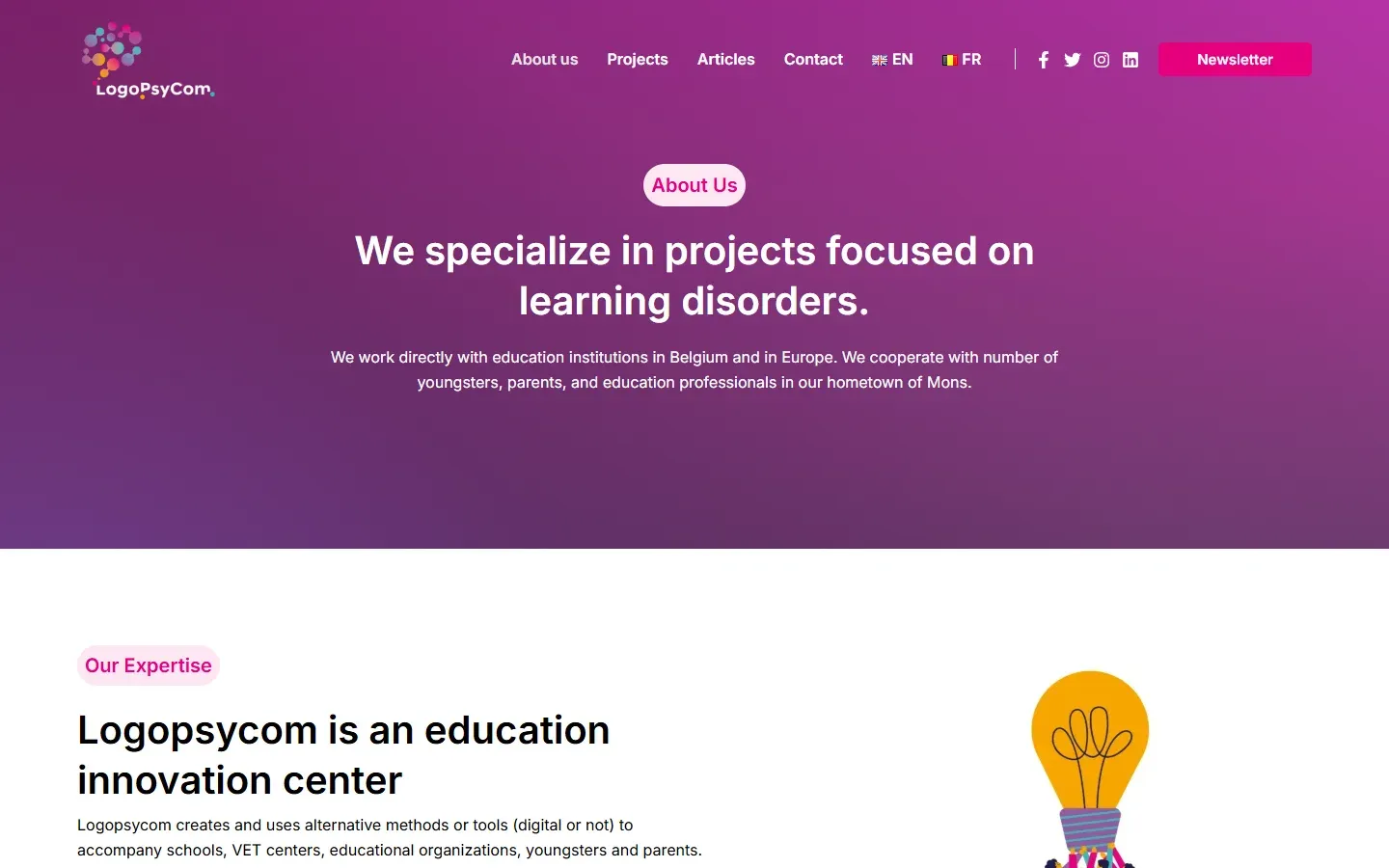 Podstrona „About” serwisu Logopsycom
