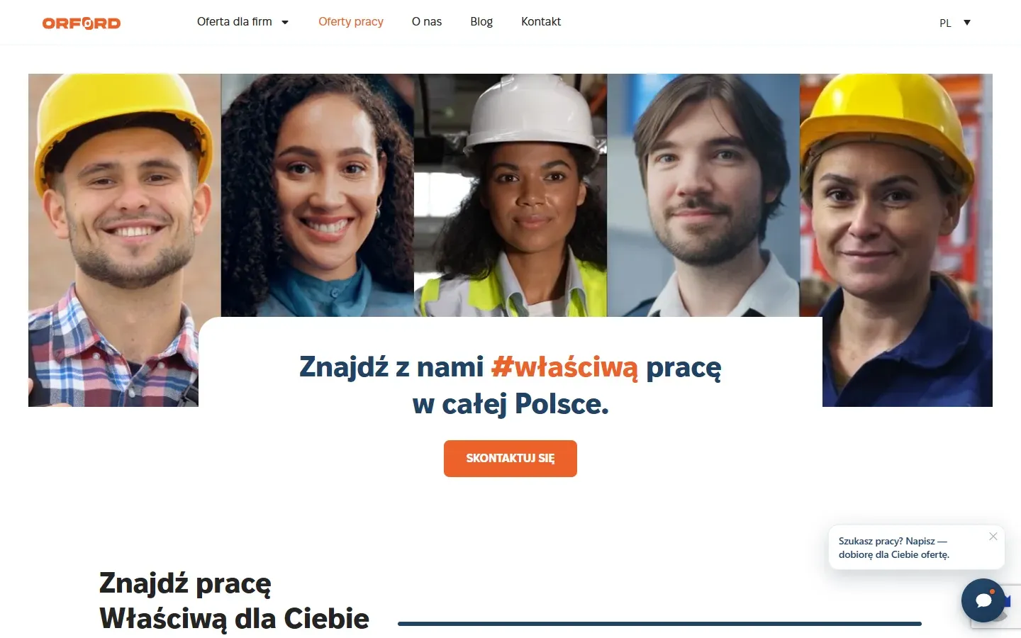 Lista ofert pracy na orford.pl generowana przez wtyczkę
